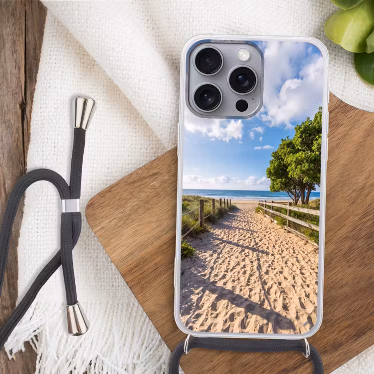 Strand - Zandpad - Oceaan - Natuur Hoesje iPhone 16 Pro Max met koord klein -sfeer4