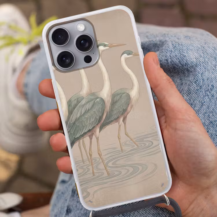 Vogel - Water - Natuur - Vintage Hoesje iPhone 16 Pro Max met koord klein -sfeer3