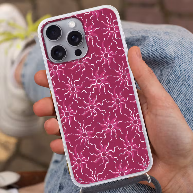 Bohemian - Zon - Magenta Hoesje iPhone 16 Pro Max met koord klein 804 -sfeer3