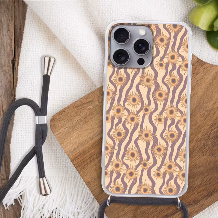 Bohemian - Vibe - Lavendelpaars Hoesje iPhone 16 Pro Max met koord klein 804 -sfeer4