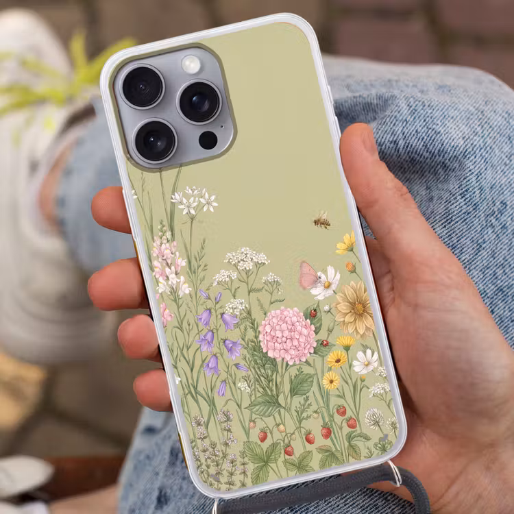 Botanisch - Bloemen - Kleurrijk Hoesje iPhone 16 Pro Max met koord klein -sfeer3