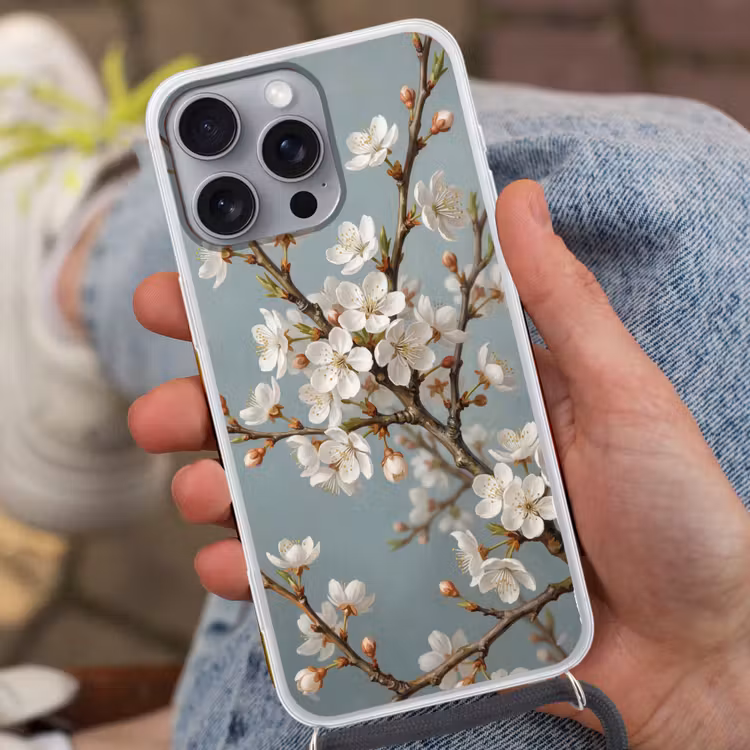 Botanisch - Stilleven - Blauw Hoesje iPhone 16 Pro Max met koord klein -sfeer3