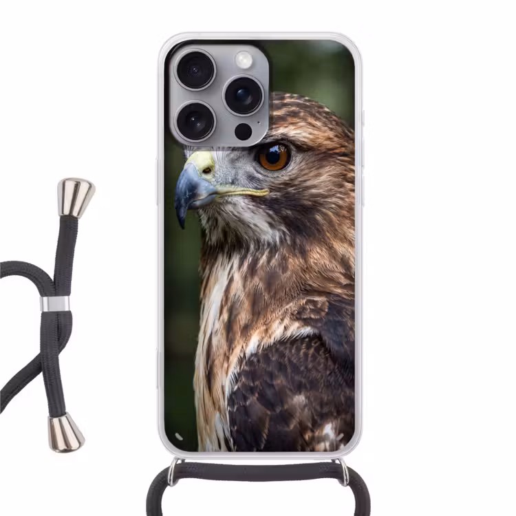 Buizerd - Roofvogel - Natuur - Bruin Hoesje iPhone 16 Pro Max met koord klein -3d