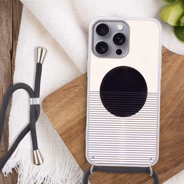 Phone case crossbody - Circle - Lines - Abstract - Cirkel - Lijnen - Abstract Hoesje iPhone 16 Pro Max met koord klein