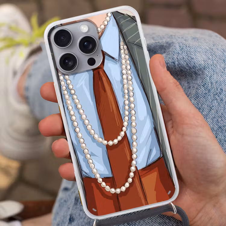 Kleding - Strik - Parels - Klassiek - Mode Hoesje iPhone 16 Pro Max met koord klein -sfeer3