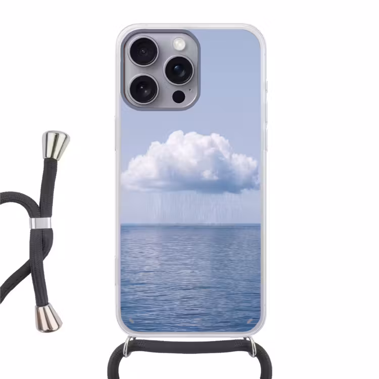 Phone case crossbody - Cloud - Rain - Nature - Wolk - Regen - Natuur Hoesje iPhone 16 Pro Max met koord klein