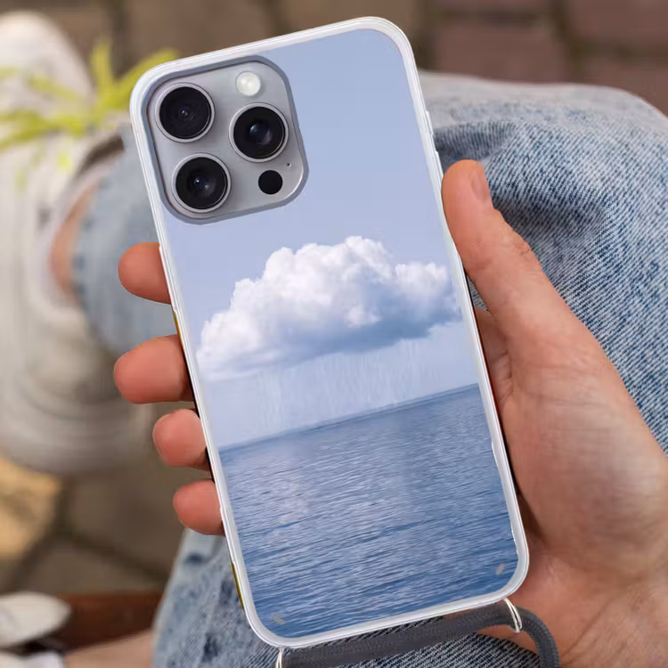 Phone case crossbody - Cloud - Rain - Nature - Wolk - Regen - Natuur Hoesje iPhone 16 Pro Max met koord klein