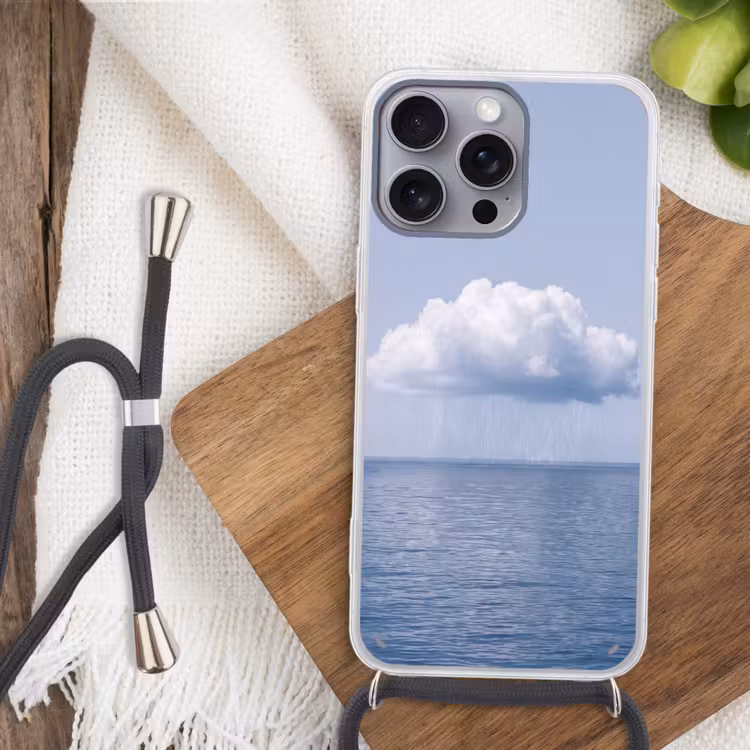 Phone case crossbody - Cloud - Rain - Nature - Wolk - Regen - Natuur Hoesje iPhone 16 Pro Max met koord klein