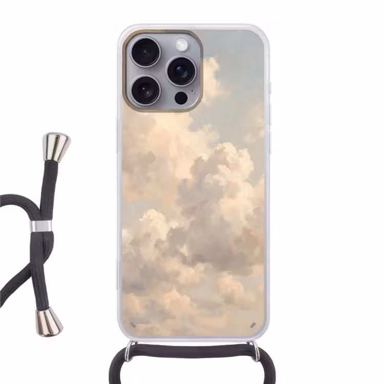 Wolken - Zacht - Natuur - Klassiek - Beige Hoesje iPhone 16 Pro Max met koord klein -3d