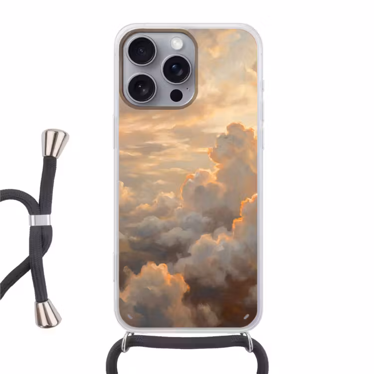 Wolken - Zonsondergang - Natuur - Abstract - Goud Hoesje iPhone 16 Pro Max met koord klein -3d