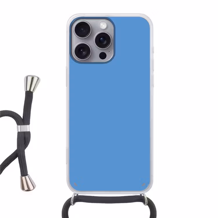 Cornflower - Blue - Blauw Hoesje iPhone 16 Pro Max met koord klein 804 -3d