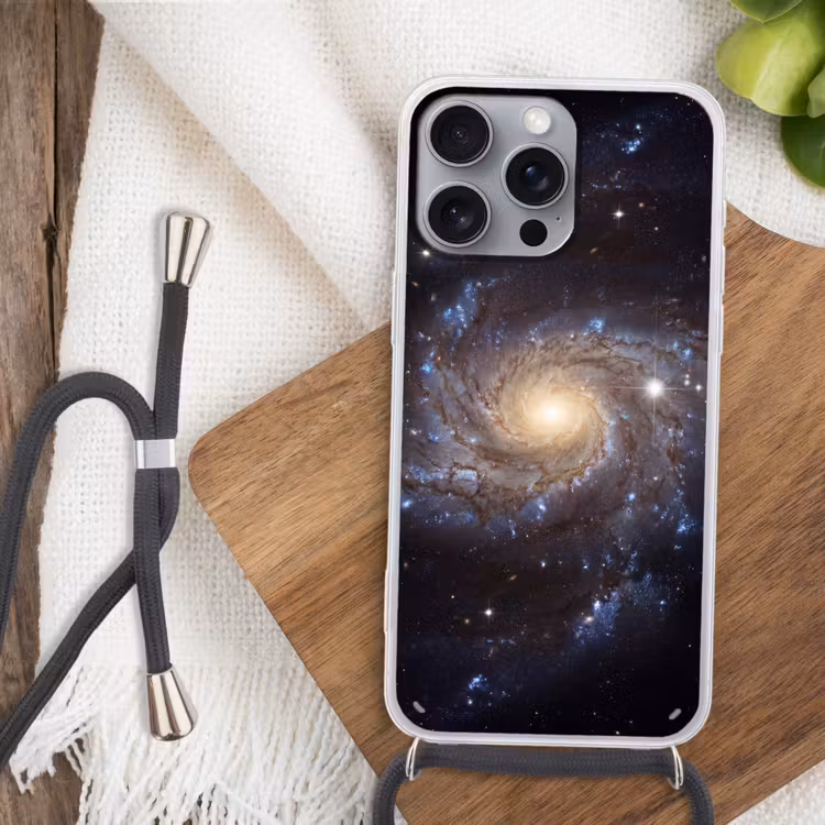 Kosmos - Sterrenstelsel - Donker Hoesje iPhone 16 Pro Max met koord klein -sfeer4