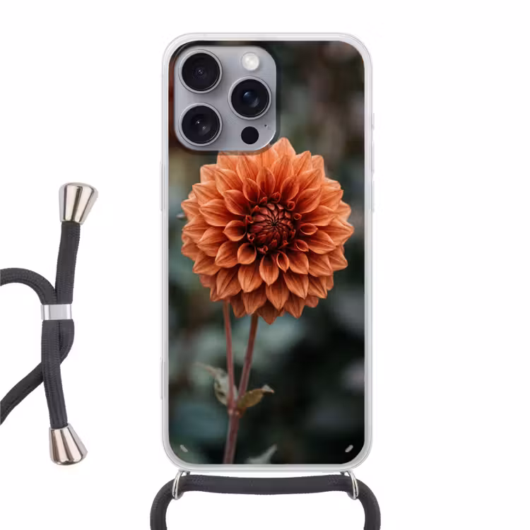 Dahlia - Bloem - Natuur - Sfeervol Hoesje iPhone 16 Pro Max met koord klein -3d
