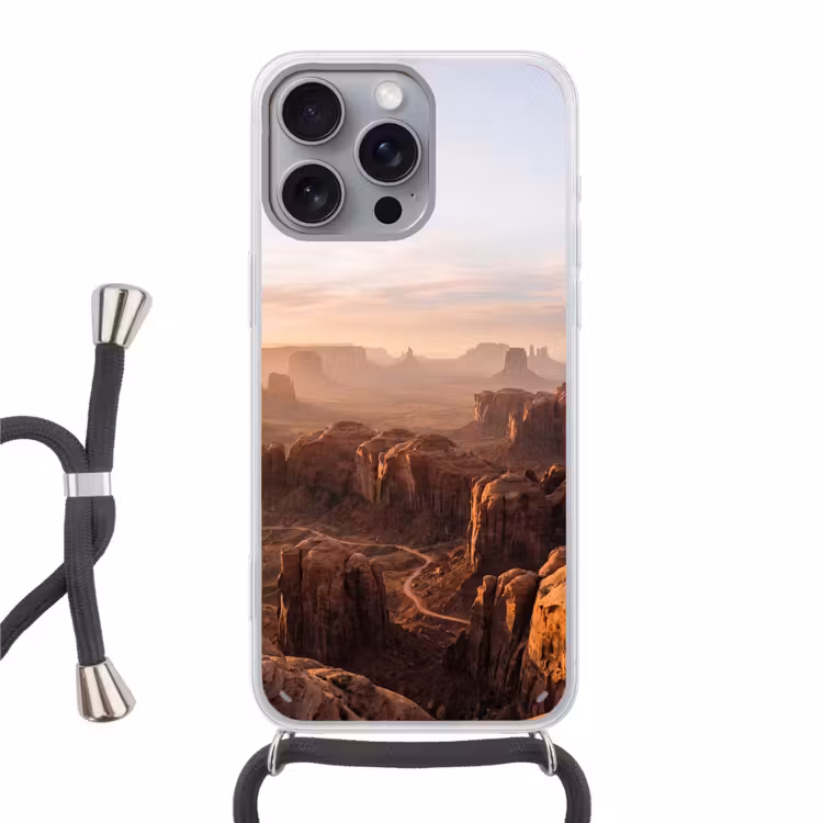 Woestijn - Landschap - Natuur Hoesje iPhone 16 Pro Max met koord klein -3d