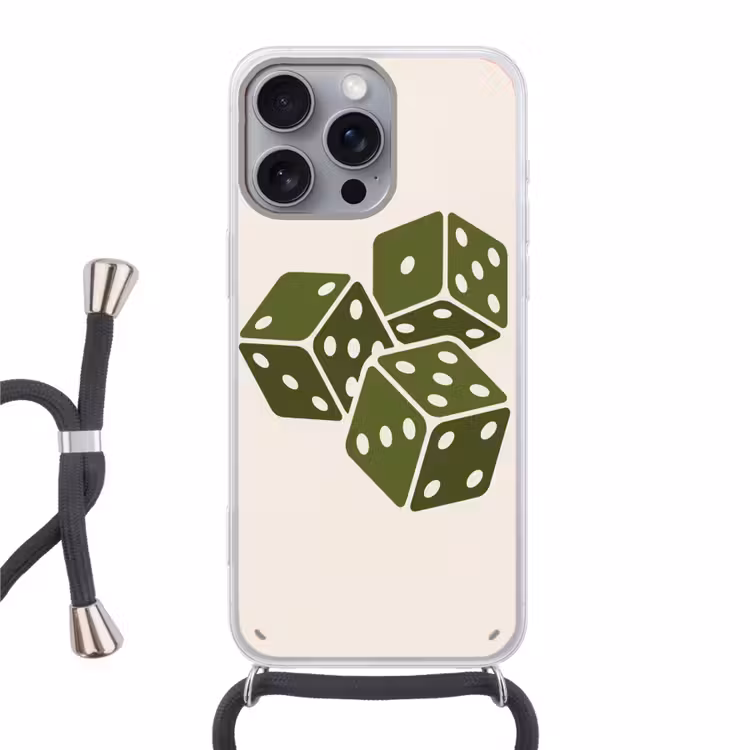 Dobbelsteen - Spel - Groen - Abstract Hoesje iPhone 16 Pro Max met koord klein -3d