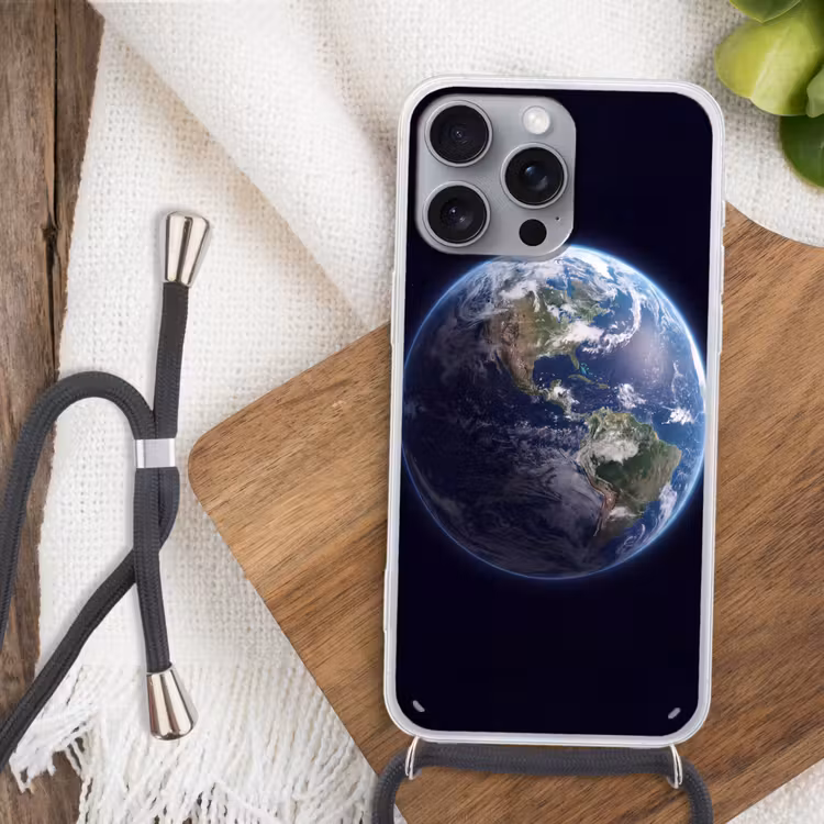 Phone case crossbody - Earth - Space - Cosmos - Aarde - Ruimte - Kosmos Hoesje iPhone 16 Pro Max met koord klein
