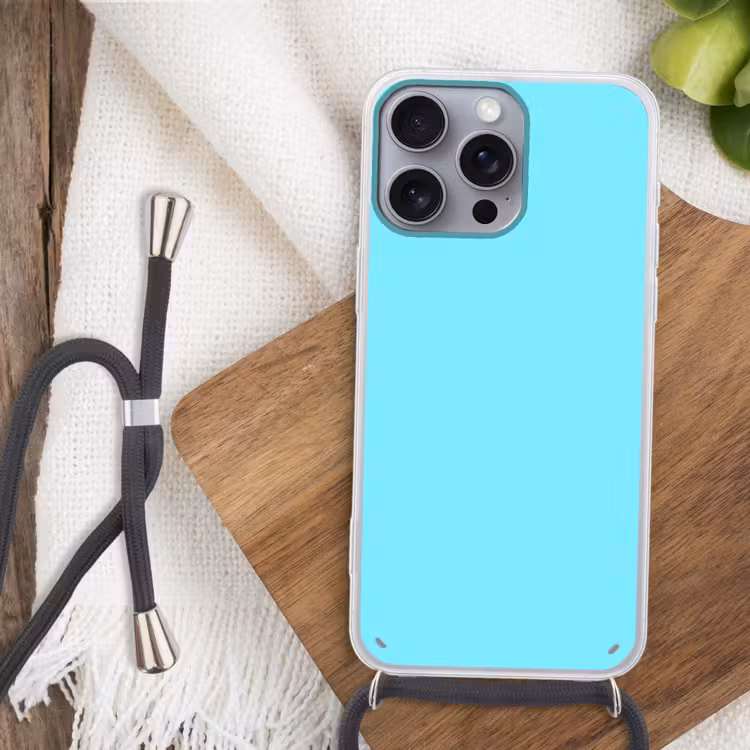 Electric - Cyan - Blauw Hoesje iPhone 16 Pro Max met koord klein 804 -sfeer4