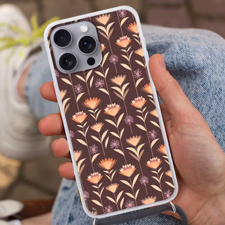 Elegant - Retro - Bruin Hoesje iPhone 16 Pro Max met koord klein 804 -sfeer3