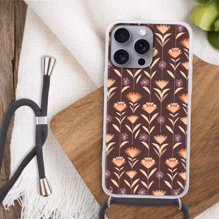 Elegant - Retro - Bruin Hoesje iPhone 16 Pro Max met koord klein 804 -sfeer4