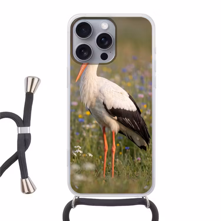Ooienvaar - Bloemen - Weide - Kleurrijk Hoesje iPhone 16 Pro Max met koord klein -3d