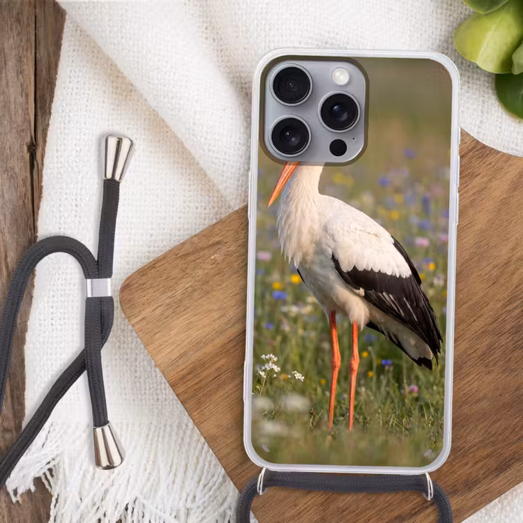 Ooienvaar - Bloemen - Weide - Kleurrijk Hoesje iPhone 16 Pro Max met koord klein -sfeer4