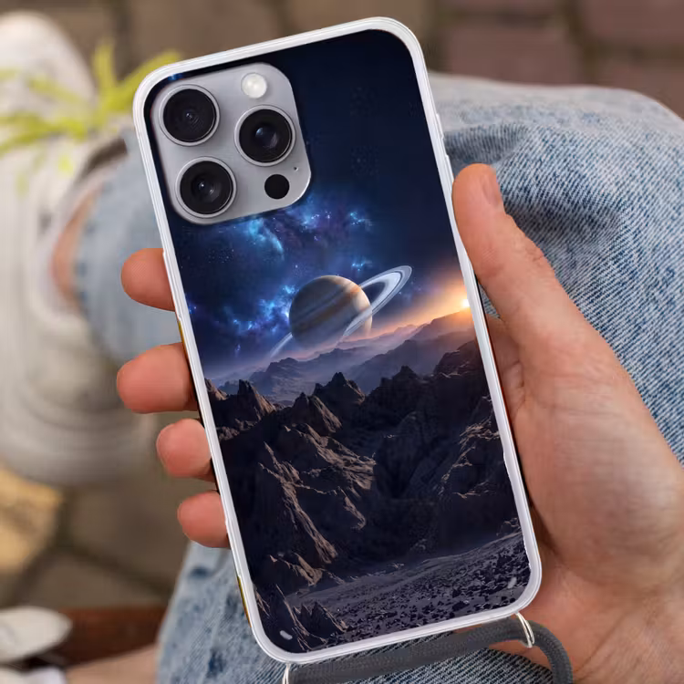 Fantasy - Kosmos - Landschap Hoesje iPhone 16 Pro Max met koord klein -sfeer3