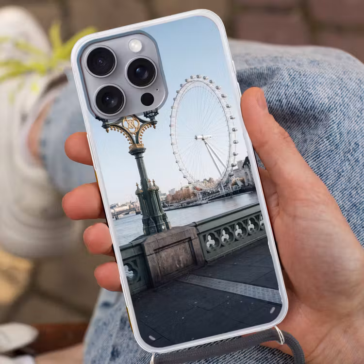 Reuzenrad - Londen - Stad - Architectuur - Brug Hoesje iPhone 16 Pro Max met koord klein -sfeer3