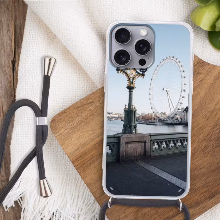 Reuzenrad - Londen - Stad - Architectuur - Brug Hoesje iPhone 16 Pro Max met koord klein -sfeer4
