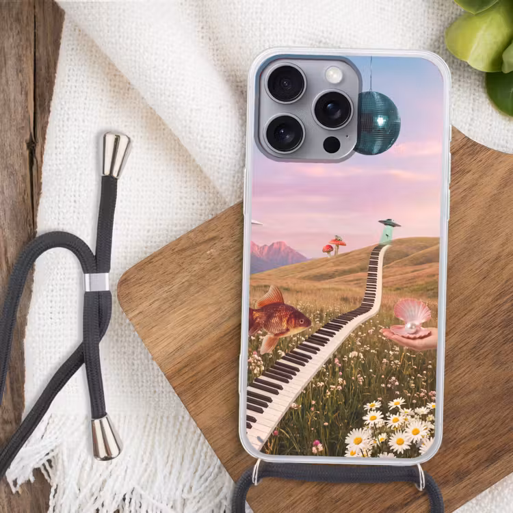 Phone case crossbody - Fish - Nature - Abstract - Vis - Natuur - Abstract Hoesje iPhone 16 Pro Max met koord klein