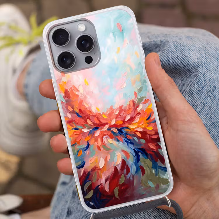 Bloemen - Abstract - Kunst - Modern Hoesje iPhone 16 Pro Max met koord klein -sfeer3