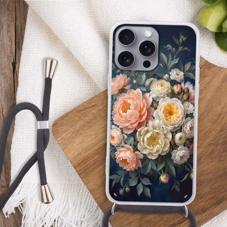 Bloemen - Boeket - Natuur - Klassiek - Kleurrijk Hoesje iPhone 16 Pro Max met koord klein -sfeer4