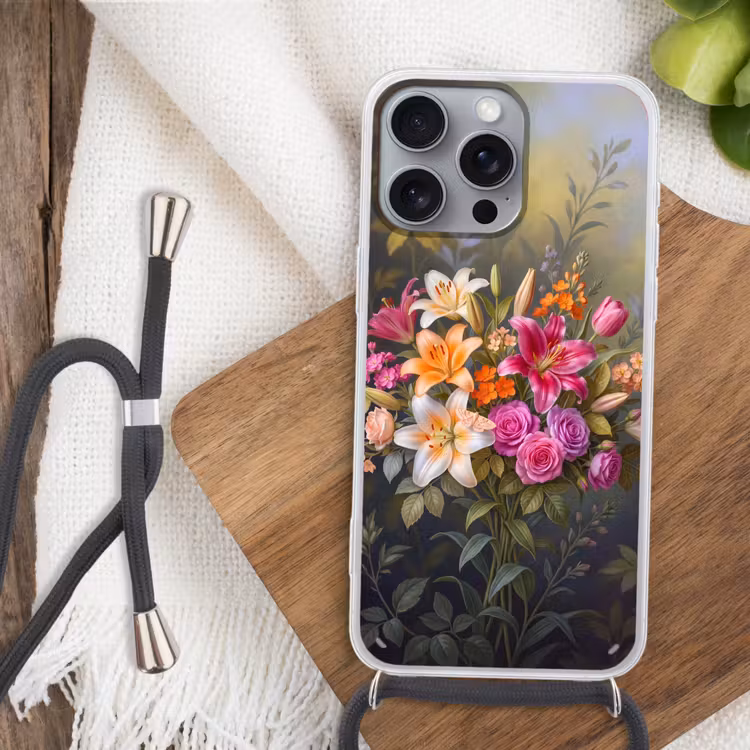 Bloemen - Boeket - Natuur - Kleurrijk - Modern Hoesje iPhone 16 Pro Max met koord klein -sfeer4
