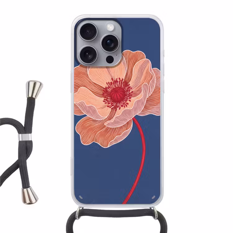 Phone case crossbody - Flowers - Modern - Abstract - Bloemen - Modern - Abstract Hoesje iPhone 16 Pro Max met koord klein