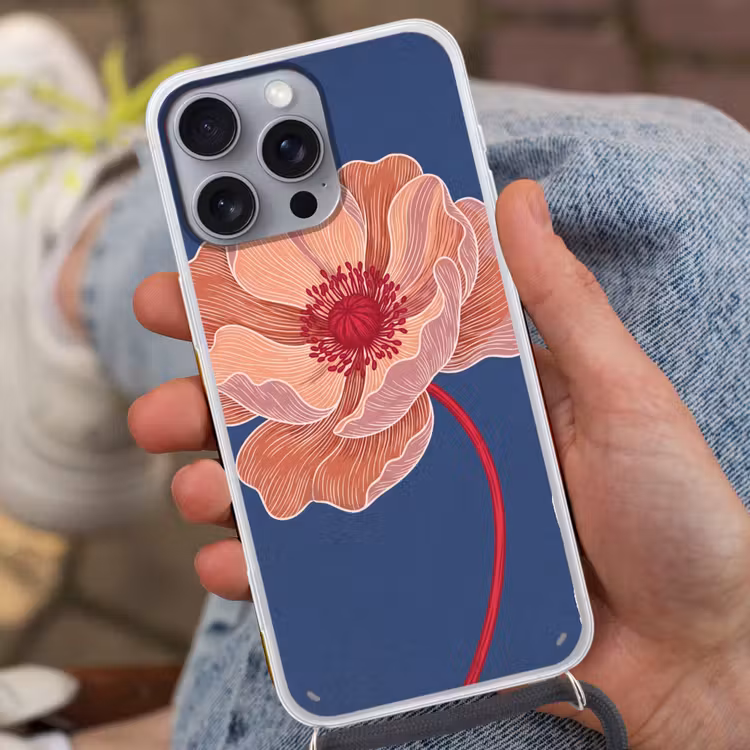 Phone case crossbody - Flowers - Modern - Abstract - Bloemen - Modern - Abstract Hoesje iPhone 16 Pro Max met koord klein