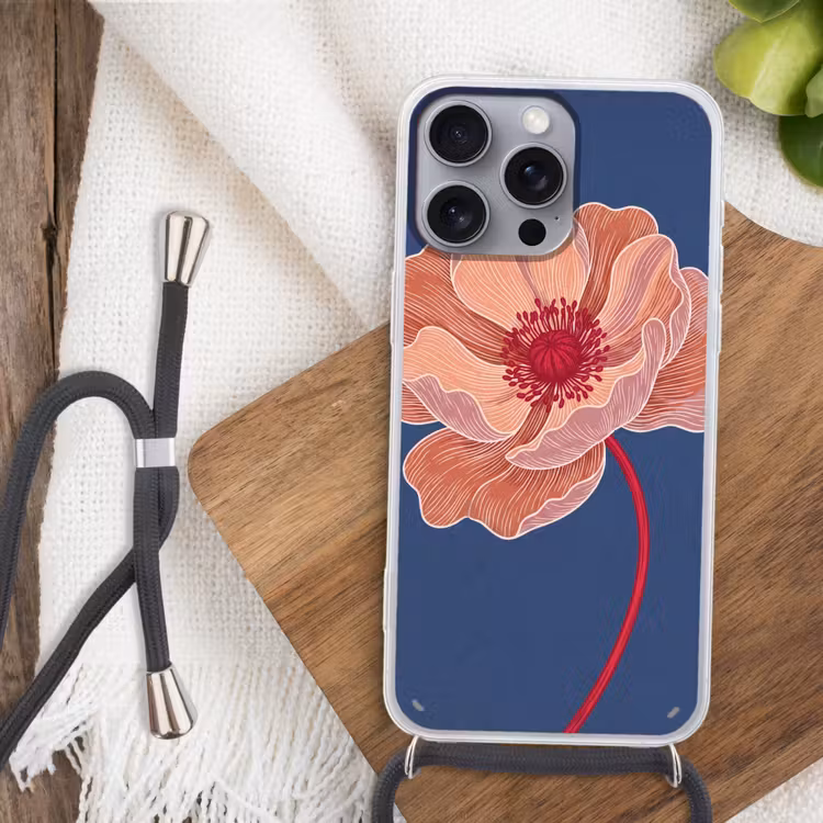 Phone case crossbody - Flowers - Modern - Abstract - Bloemen - Modern - Abstract Hoesje iPhone 16 Pro Max met koord klein