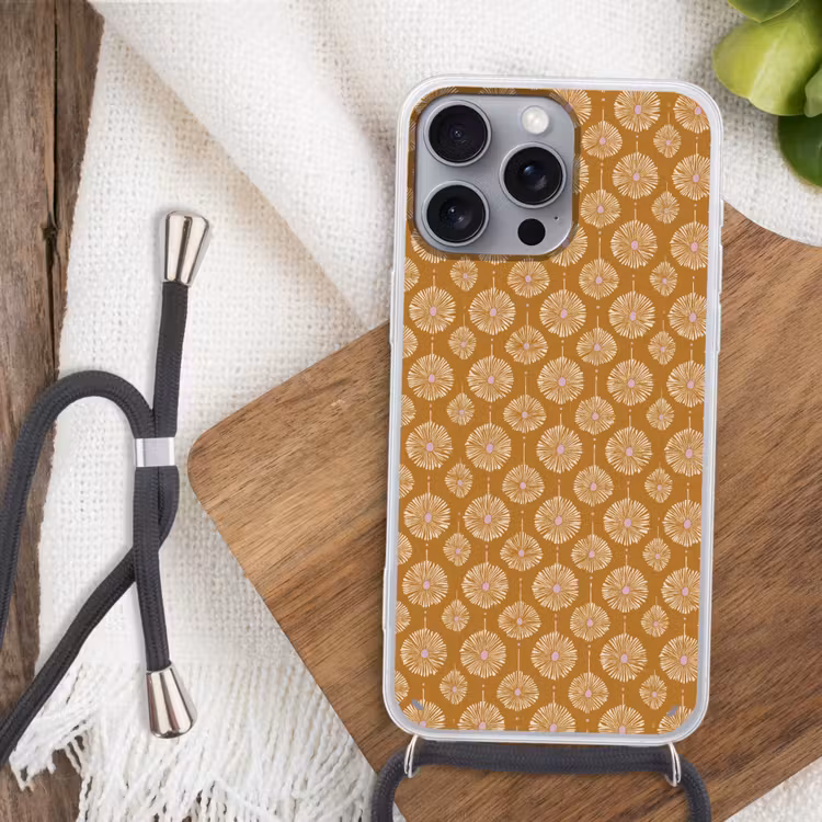 Bloemen - Modern - Oker Hoesje iPhone 16 Pro Max met koord klein 804 -sfeer4