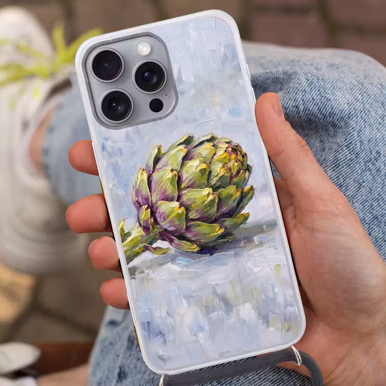 Phone case crossbody - Food - Artichoke - Modern - Eten - Artisjok - Modern Hoesje iPhone 16 Pro Max met koord klein