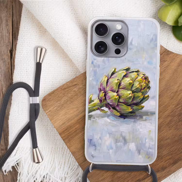 Phone case crossbody - Food - Artichoke - Modern - Eten - Artisjok - Modern Hoesje iPhone 16 Pro Max met koord klein