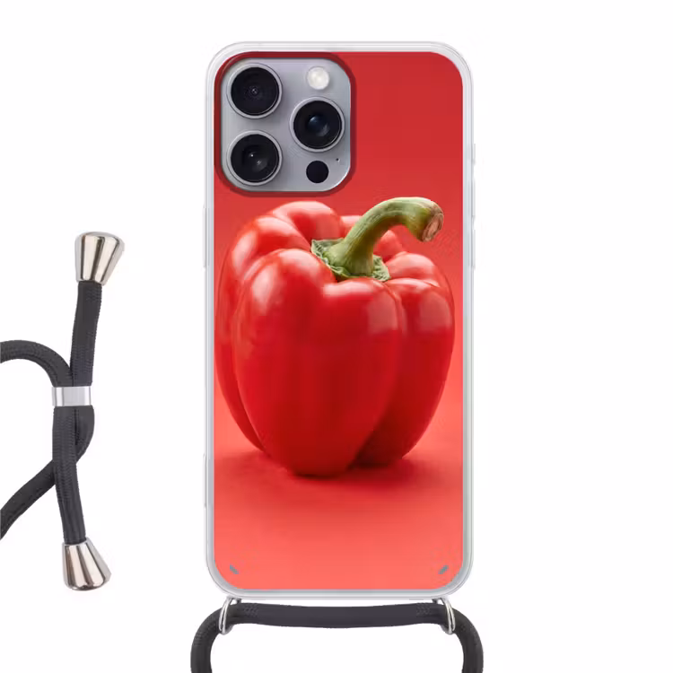 Phone case crossbody - Food - Bell Pepper - Red - Eten - Paprika - Rood Hoesje iPhone 16 Pro Max met koord klein