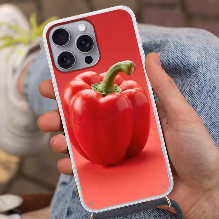 Phone case crossbody - Food - Bell Pepper - Red - Eten - Paprika - Rood Hoesje iPhone 16 Pro Max met koord klein