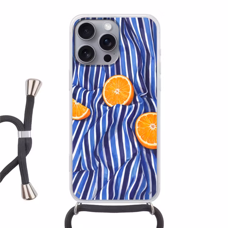 Phone case crossbody - Food - Fruit - Orange - Eten - Fruit - Oranje Hoesje iPhone 16 Pro Max met koord klein
