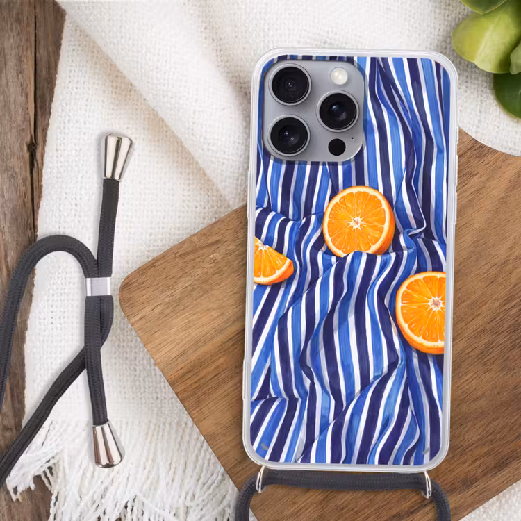 Phone case crossbody - Food - Fruit - Orange - Eten - Fruit - Oranje Hoesje iPhone 16 Pro Max met koord klein