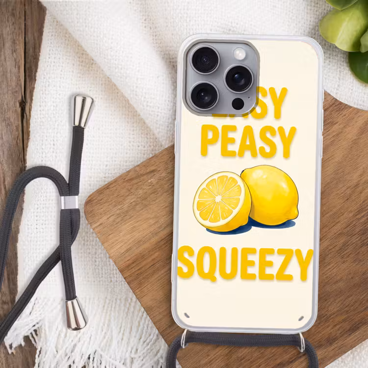 Eten - Citroenen - Keuken - Illustratie - Geel Hoesje iPhone 16 Pro Max met koord klein -sfeer4