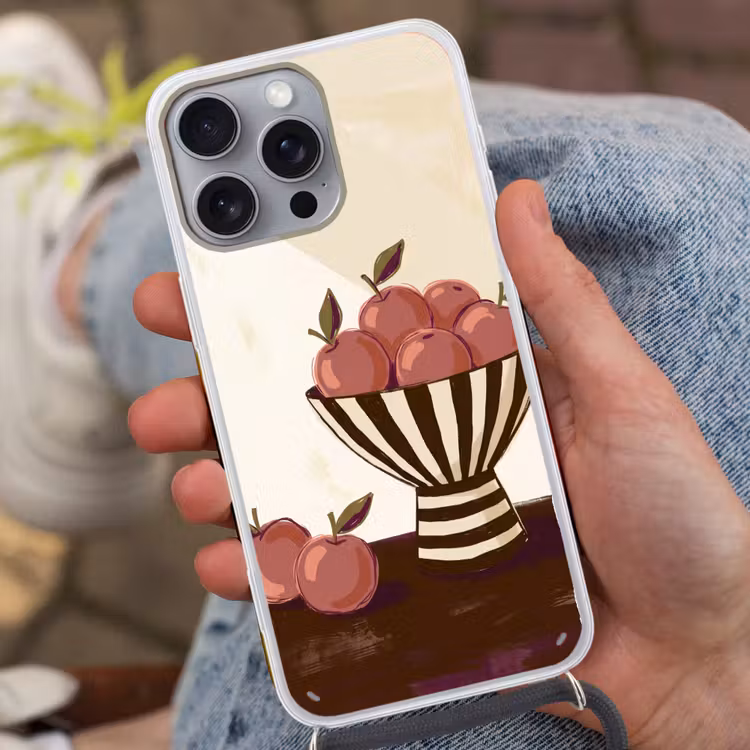 Eten - Schaal - Stilleven - Modern - Rood Hoesje iPhone 16 Pro Max met koord klein -sfeer3