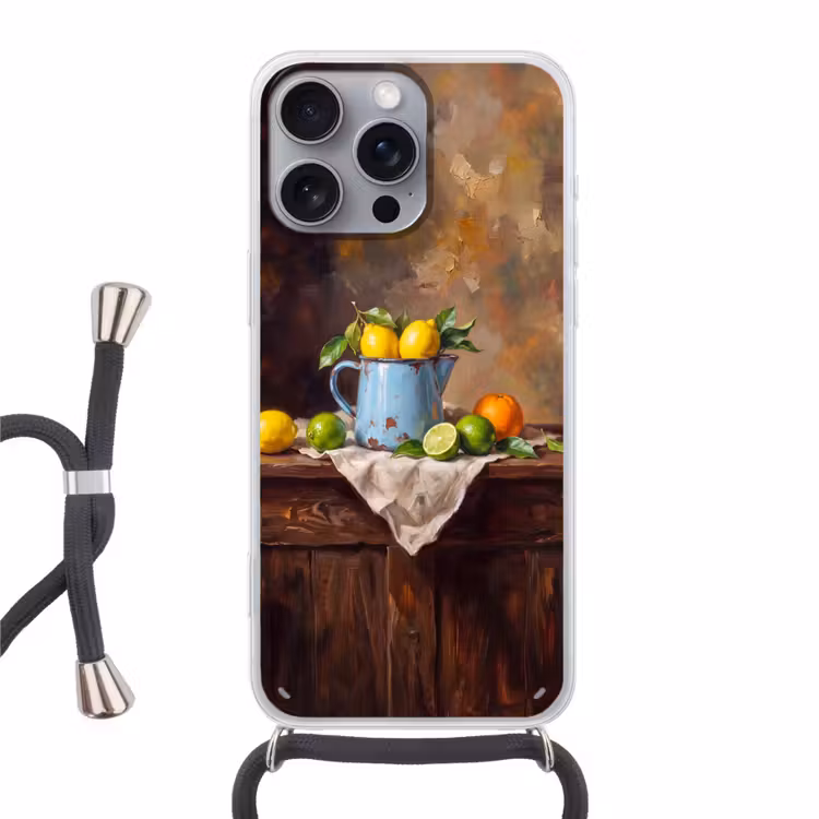 Phone case crossbody - Food - Still Life - Classical - Eten - Stilleven - Klassiek Hoesje iPhone 16 Pro Max met koord klein