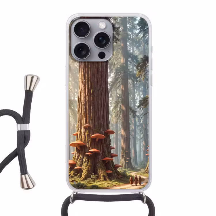 Phone case crossbody - Forest - Trees - Nature - Bos - Bomen - Natuur Hoesje iPhone 16 Pro Max met koord klein