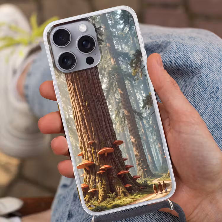 Phone case crossbody - Forest - Trees - Nature - Bos - Bomen - Natuur Hoesje iPhone 16 Pro Max met koord klein