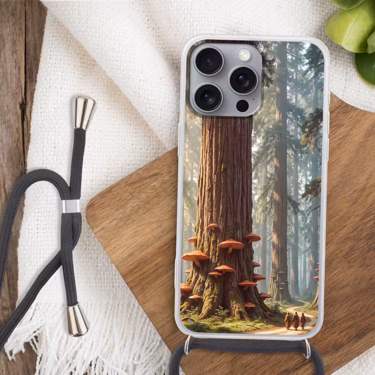 Phone case crossbody - Forest - Trees - Nature - Bos - Bomen - Natuur Hoesje iPhone 16 Pro Max met koord klein
