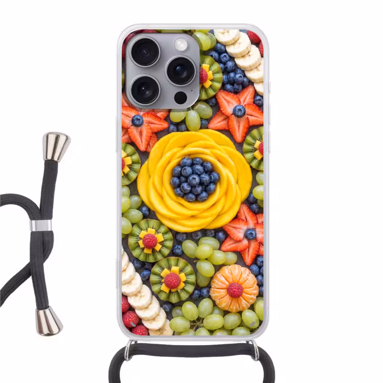 Fruit - Arrangement - Gezond - Kleurrijk - Eten Hoesje iPhone 16 Pro Max met koord klein -3d