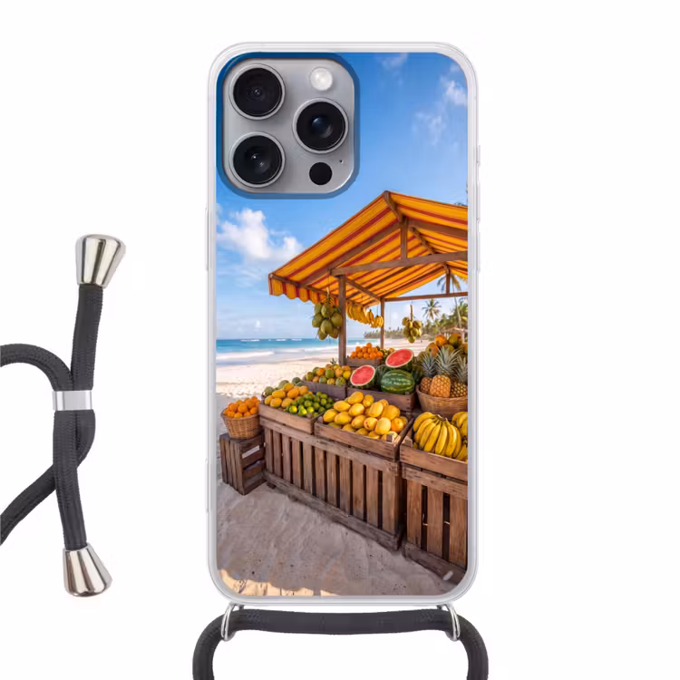 Phone case crossbody - Fruit - Beach - Tropical - Fruit - Strand - Tropisch Hoesje iPhone 16 Pro Max met koord klein